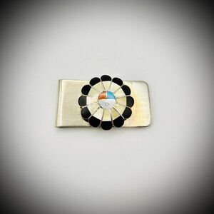 Zuni Sterling Sunface Inlay Money Clip 2" 23g